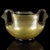 Beautiful, rare, vintage Murano hand blown gold flecks and dark purple trim Italian art glass ornate pierced handles vase....