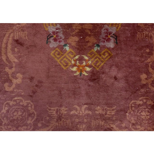 1920s, Handmade Antique Art Deco Chinese Rug 3.1' X 4.10' For Sale - Image 9 of 9