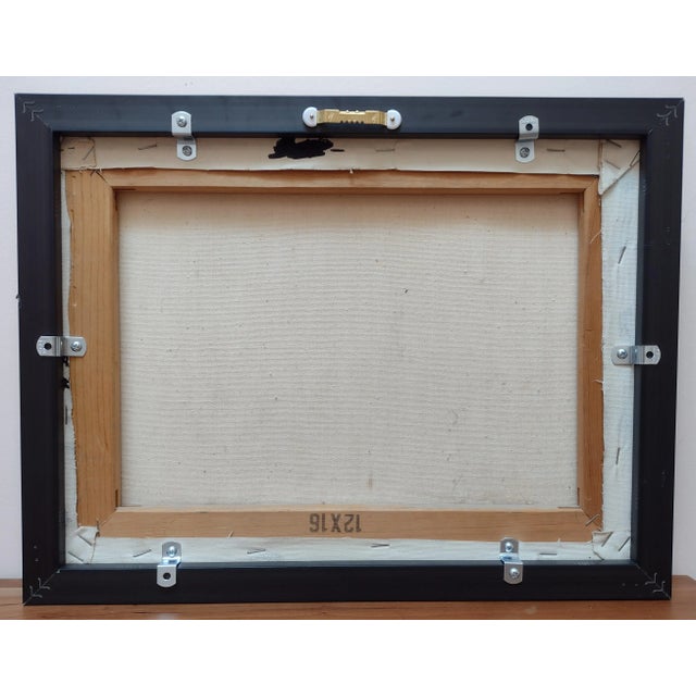 Vintage Impressionist Landscape Snowy Mountains Woods Acrylic on Canvas Framed 12x16 For Sale - Image 9 of 10