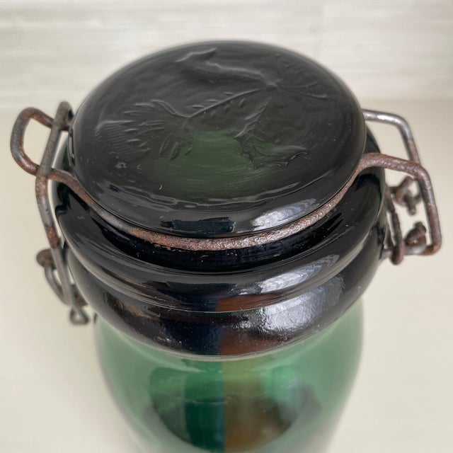 Antique French La Lorraine Green Glass Canning Jar - One Litre For Sale In Dallas - Image 6 of 12