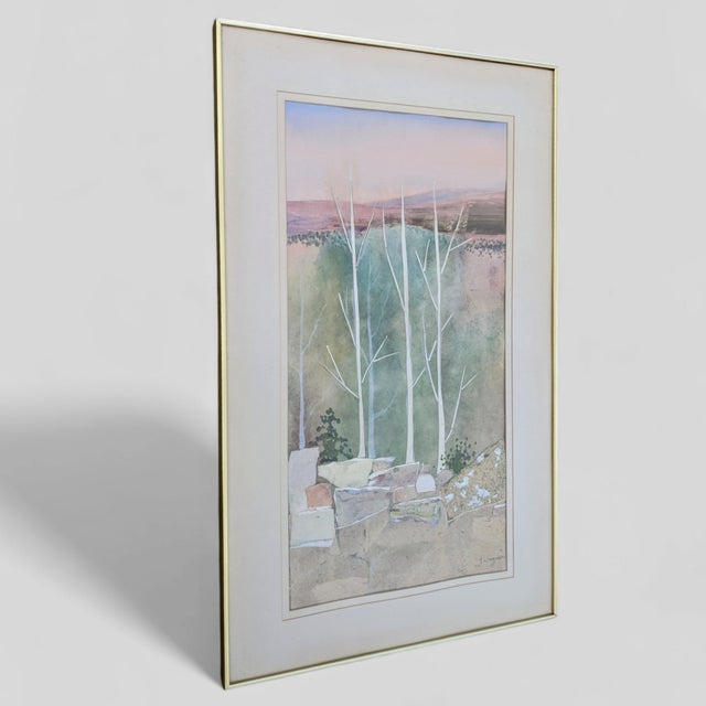 Vintage Postmodern Landscape Mixed Media Art Signed by the Artist For Sale - Image 9 of 12