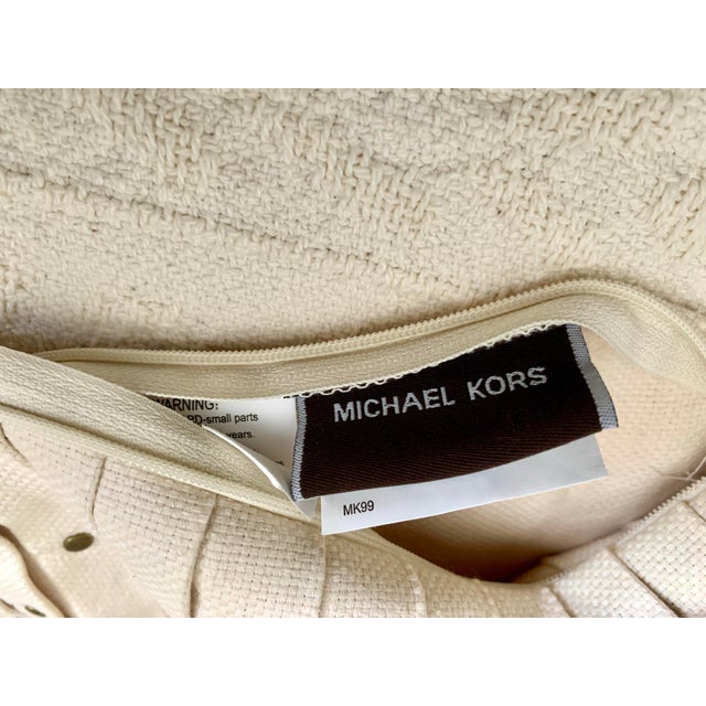 Michael Kors Throw Pillow Cover Cream Pleated Front Embellished With Golden Metallic For Sale - Image 11 of 12