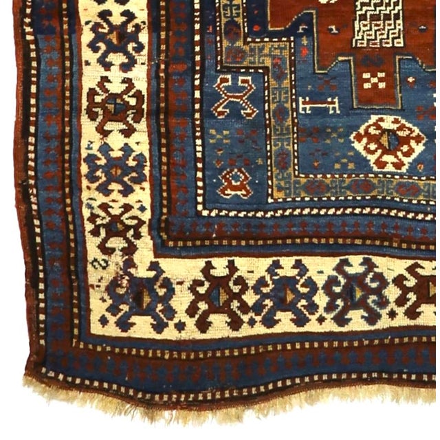 Figurative Antique Caucasian Kazak Rug 4'3" X 7’0" For Sale - Image 3 of 5