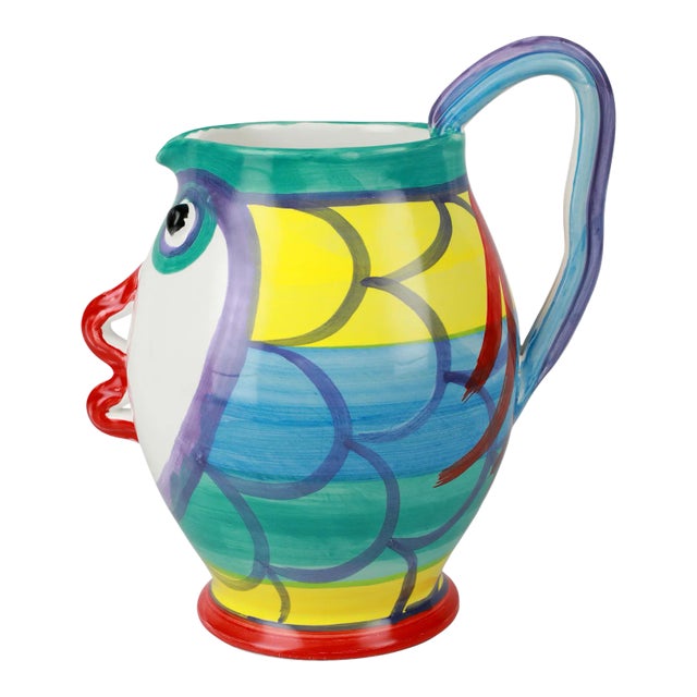 VIETRI Pesci Colorati Figural Fish Large Pitcher, 12" For Sale
