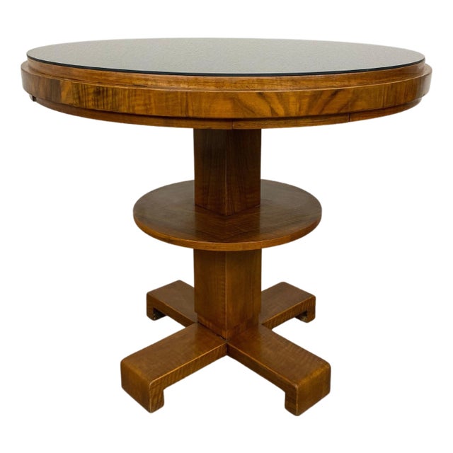 Art Deco Card Table with Black Glass Top, 1930s For Sale