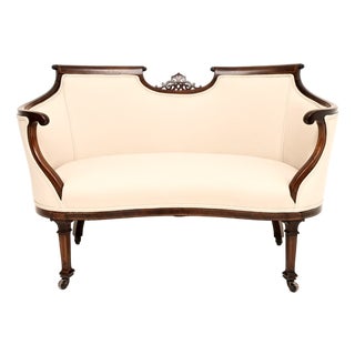 Antique Edwardian Inlaid Settee, 1880 For Sale