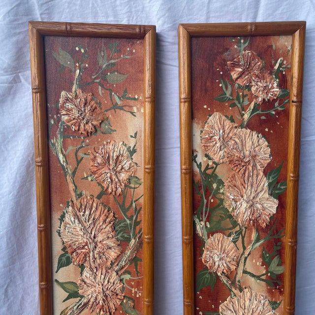 These Vintage Stephen Kaye Textured Floral Art Panels are original large paintings created by artist Stephen Kaye in the...