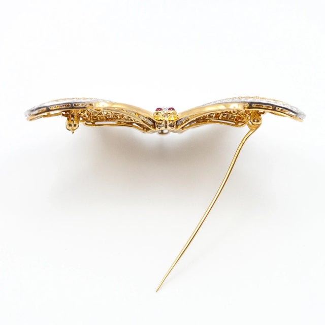 18k Yg and Wg Fancy Yellow & White Diamond Butterfly Brooch For Sale In New York - Image 6 of 12