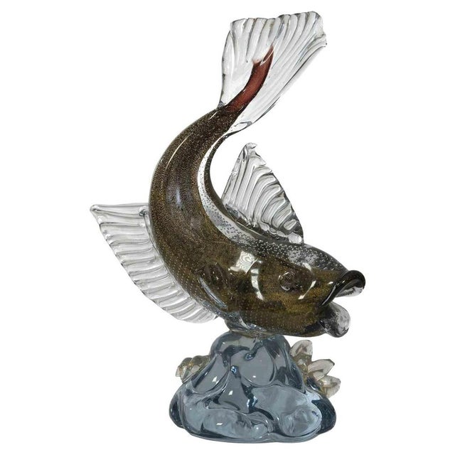 Italian Sommerso Murano Glass Carp Sculpture For Sale - Image 6 of 6