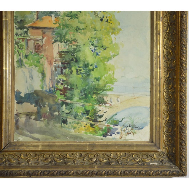 Aqua Ugo Matania, Mediterranean Landscape, Original Watercolor For Sale - Image 8 of 11