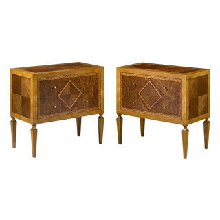 Pair of Italian Louis XVI Inlaid Nightstands For Sale
