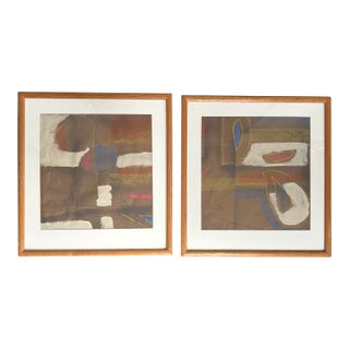 1970’s Two Original Abstract Painting/Pastels- Set of Two For Sale