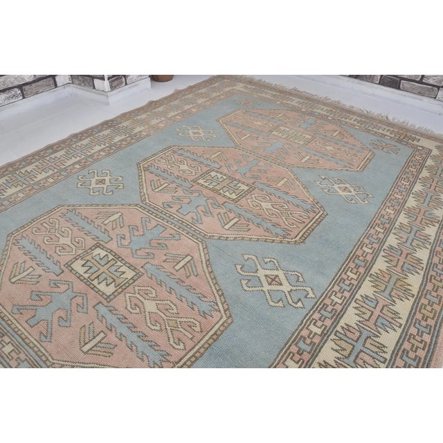 Turquoise Light Turqouise Vintage Anatolian Carpet For Sale - Image 8 of 10