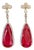 62 Ct Natural Pear Drop Pink Tourmaline & Diamond Cocktail Earring, 14 Kt Gold For Sale