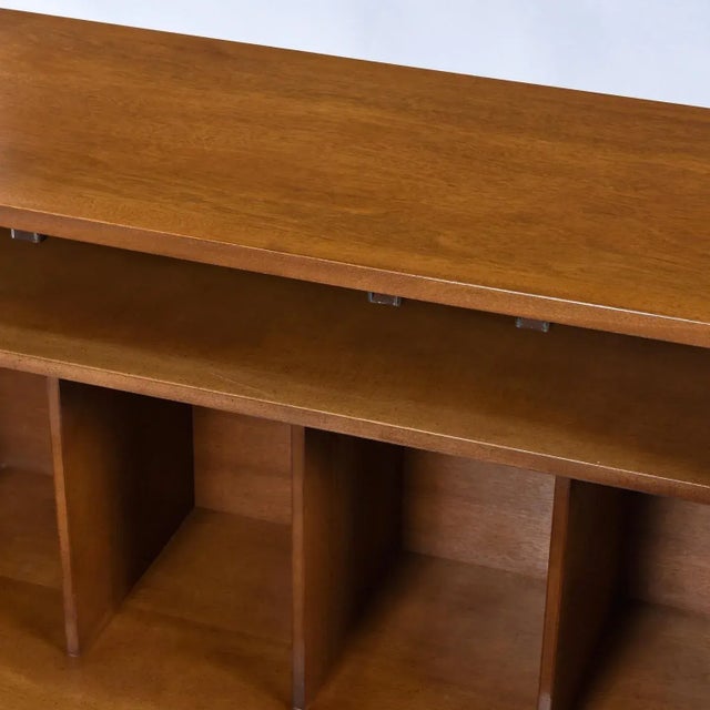 Brown Renzo Rutili Style Fretwork 40 Inch Credenza Tv Stand Console Record Cabinet For Sale - Image 8 of 12