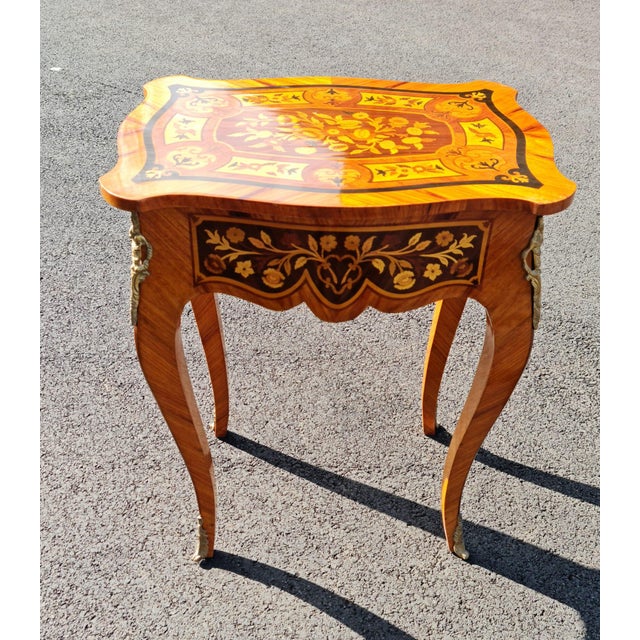Chestnut New Marquetry French Style Side Table/Desk With Drawer New Style For Sale - Image 8 of 10