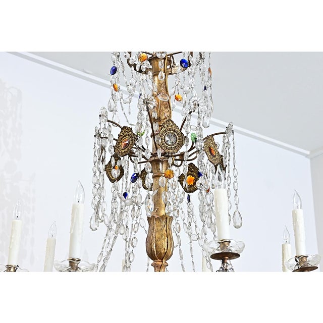 Italian 18th Century Massive Giltwood and Crystal Chandelier For Sale - Image 11 of 18