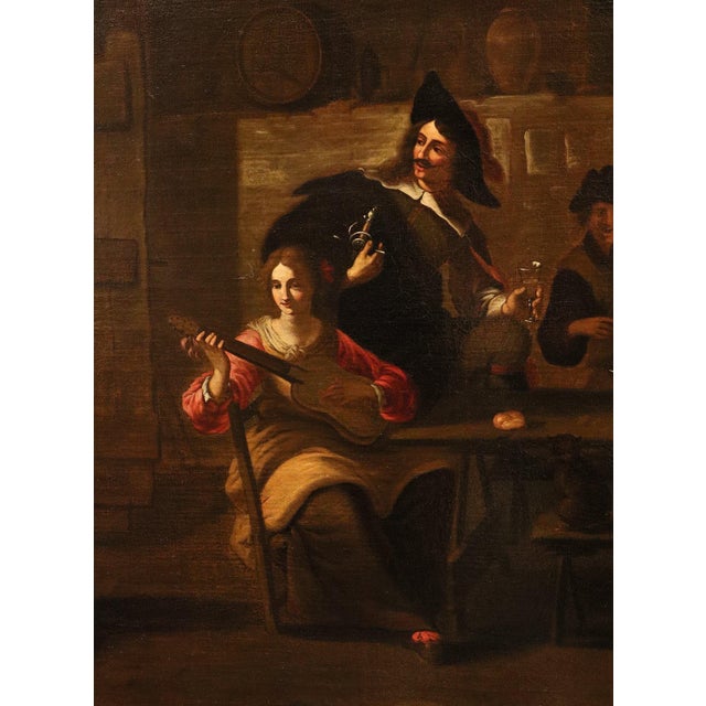 Roman Artist after Caravaggio, Company of Musicians, 1650, Oil on Canvas For Sale - Image 12 of 15