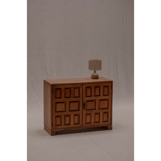 Brutalist Spanish Cabinet in Oak, 1970s For Sale - Image 6 of 13