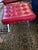 Attributed Knoll Barcelona Chair & Matching Ottoman – Early 1960s Chrome Frame, Custom Red Leather, Laurel Canyon Provenance For Sale - Image 9 of 15