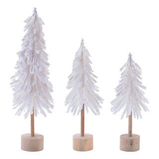 Flocked Pine Tree Tabletop Décor (Set of 3) For Sale