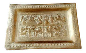 Decorative Antique Brass Repousse Tray