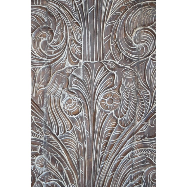 Rustic Vintage Hand-Carved Tree of Life Wall Panel – Bohemian Wood Art Accent 84x41 For Sale - Image 3 of 6