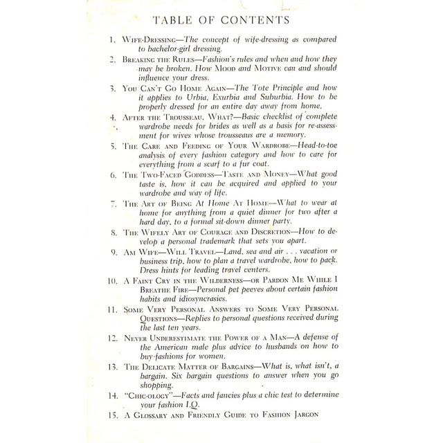 White "Wife Dressing: The Fine Art of Being a Well Dressed Wife" 1959 Fogarty, Anne For Sale - Image 8 of 9