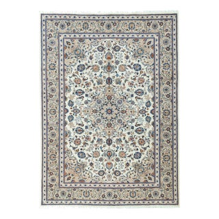 Hand-Knotted Cork Wool Kashmar Rug with Floral Design, 1990s For Sale