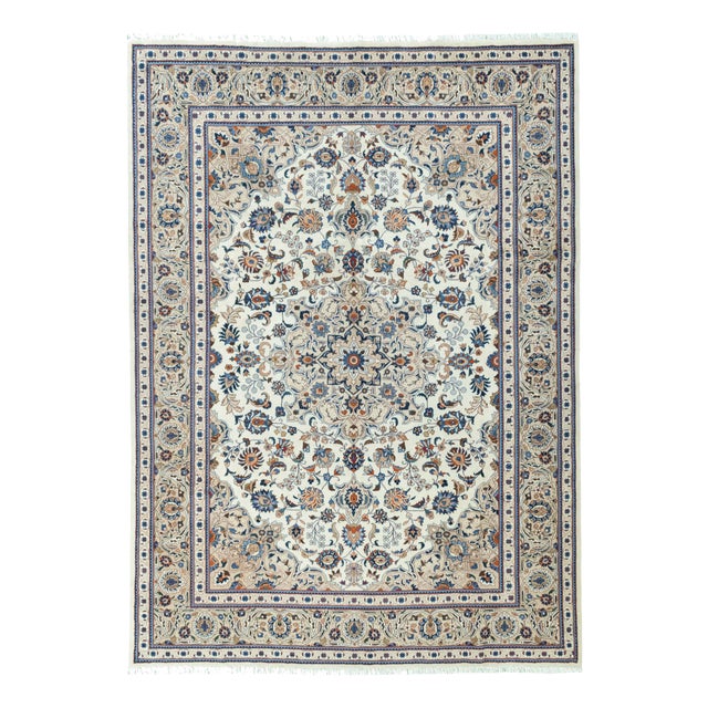 Hand-Knotted Cork Wool Kashmar Rug with Floral Design, 1990s For Sale