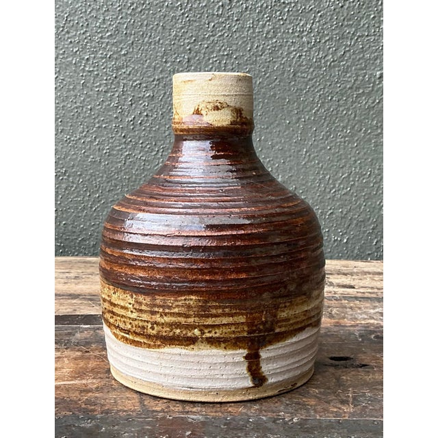 Vintage Original Striped Studio Pottery Vase For Sale - Image 9 of 12