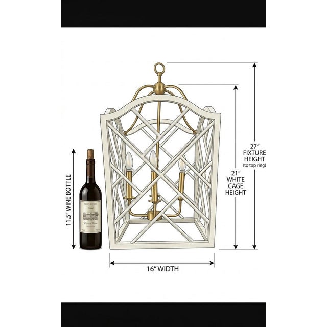 Ballard Designs Large Chippendale or Chinoiserie Faux Bamboo Frettework Lantern For Sale - Image 4 of 14