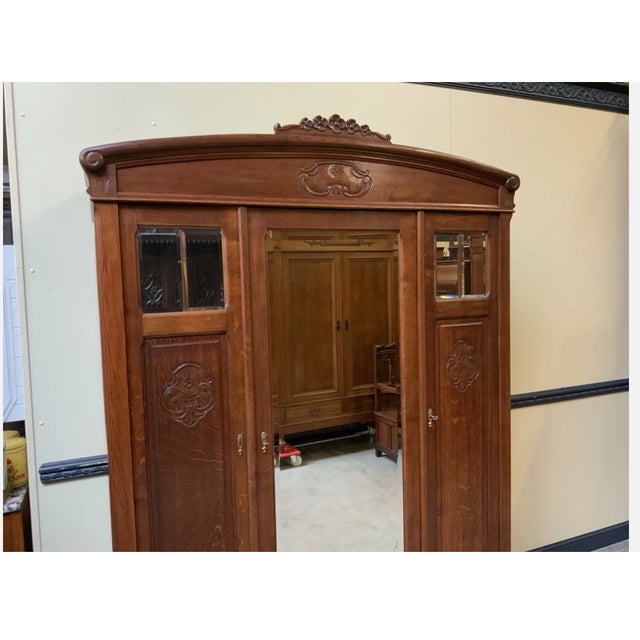 Brown Antique Art Nouveau Wardrobe, 1910 For Sale - Image 8 of 10