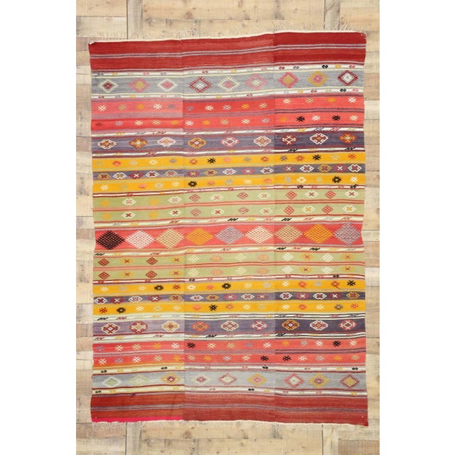 Textile Vintage Turkish Kilim Rug, 05'07 X 07'10 For Sale - Image 7 of 8