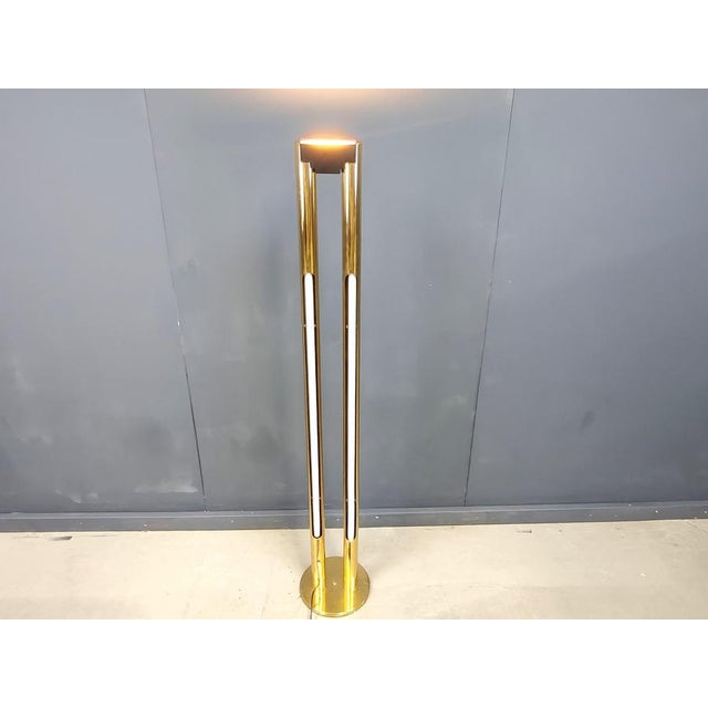 Vintage Brass Tube Light Floor Lamp, 1980s For Sale - Image 4 of 11