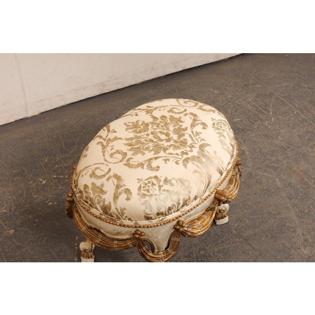 1970s Italian Stool with Swag-Carved Skirt For Sale - Image 9 of 10