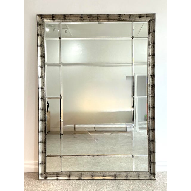 Silver Vintage Monumental Sliver Leaf Floor Mirror For Sale - Image 8 of 12