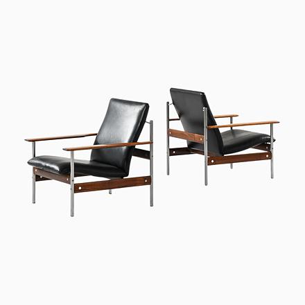 Easy Chairs with Black Leather Seat from Sven Ivar Dysthe, 1960s, Set of 2 For Sale - Image 10 of 10