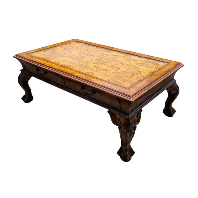 1970s 1970s Stunning Classic World Map Coffee Table That Blends Timeless Elegance With Global Adventure. For Sale - Image 5 of 11