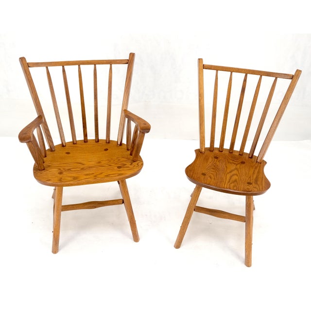 Wood Late 20th Century Very Fine All Pegged Joints Solid Oak Dining Chairs Table Set MINT For Sale - Image 7 of 18