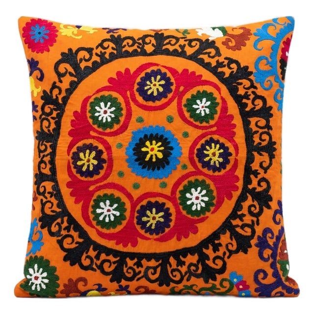 Tashkent Suzani Pillow Cover 27'' X 30'' For Sale