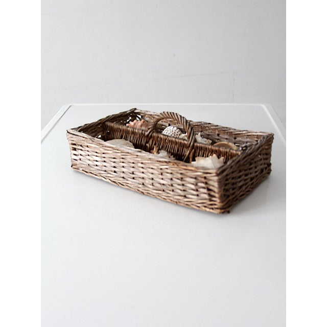 Vintage Divided Wicker Gathering Basket For Sale - Image 12 of 15