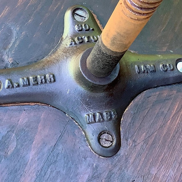 Antique Piano Stool from A Merriam Co South Acton Mass. Mahogany with brass and ball claw feet. Adjusts up 19 to 27 inches.