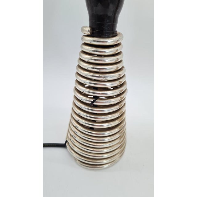 Vintage Table Lamps Aluminium Springs & Large Bulbs, Czechoslovakia, 1970s, Set of 2 For Sale - Image 4 of 13