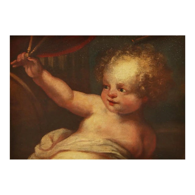 !8th Century Painting of Cherub For Sale