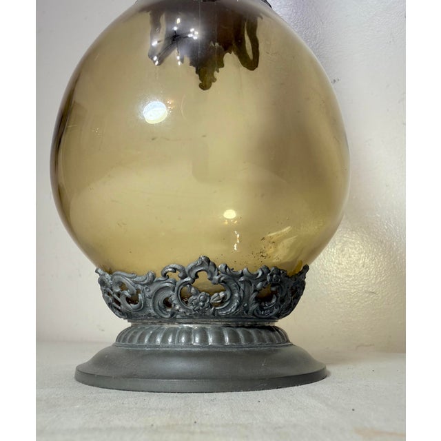 Antique German Hand Blown Glass Pewter Figural Cherub Claret Decanter Bottle For Sale In New York - Image 6 of 18