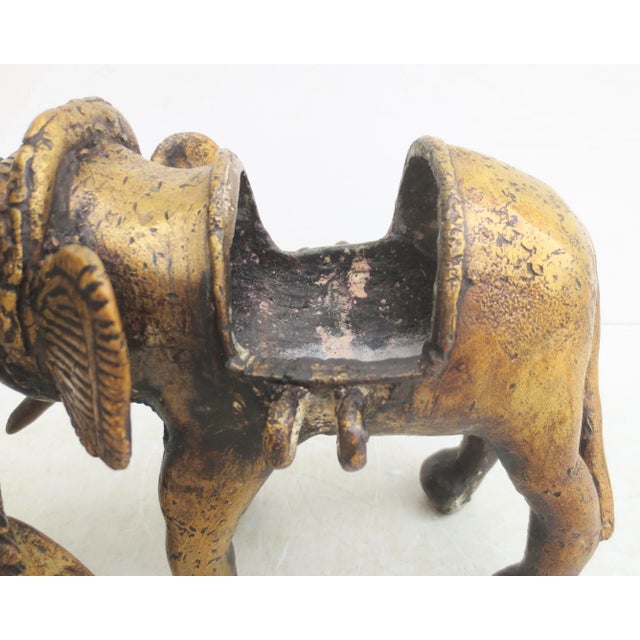 Tribal Dhokra South Indian Sculpture Vishnu on Elephant Shrine For Sale - Image 4 of 10