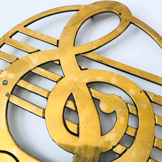 Mid-Century Modern Brass Treble Clef Trivet For Sale - Image 3 of 8