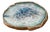 Large Blue Agate Geode Slice 11” Natural Crystal Slab Gold Edge For Sale