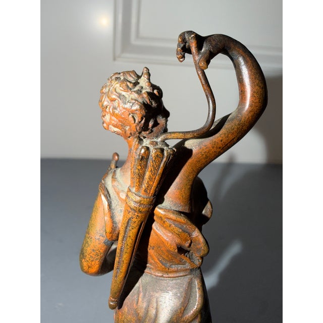 Antique Diana the Huntress Miniature Bronze Sculpture After Rancoult For Sale - Image 9 of 12